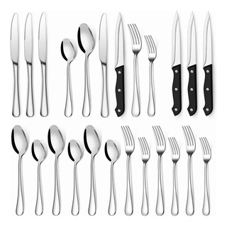 Juego De Cubiertos De Acero Inoxidable Tenedor Cuchara 24pcs Juego De Cubiertos De Acero Inoxidable Tenedor Cuchara 24pcs