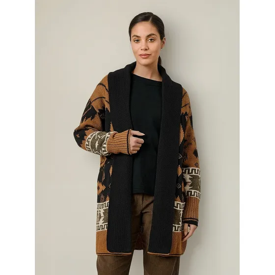 Saco Dama Largo Jacquard, Combinado  Manga Caída  Art.  283