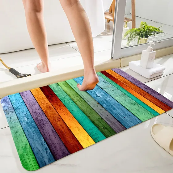 Alfombra Baño Espuma Suave Para Cocina Franela Brillante 3d