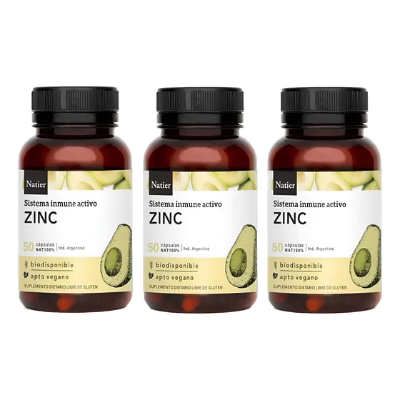 Natier Zinc Pack 3 Sistema Inmune Activo 50 Cáps C/u