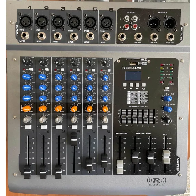 Consola Py Audio Amplificada Profesional 6 Canales Tienda F