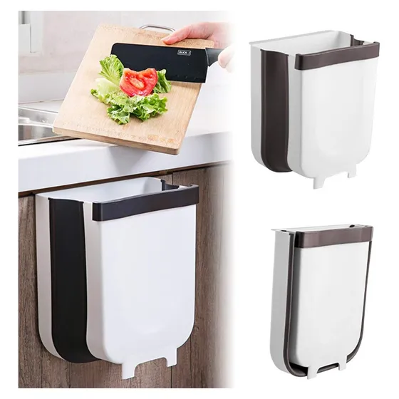 Cesto Bote Basura Residuos Cocina Baño Papelera Colgante Mli Color Marrón