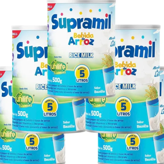 Kit 5 Bebida De Arroz Sem Lactose Kids Unilife 500g Sabor Sabor Baunilha