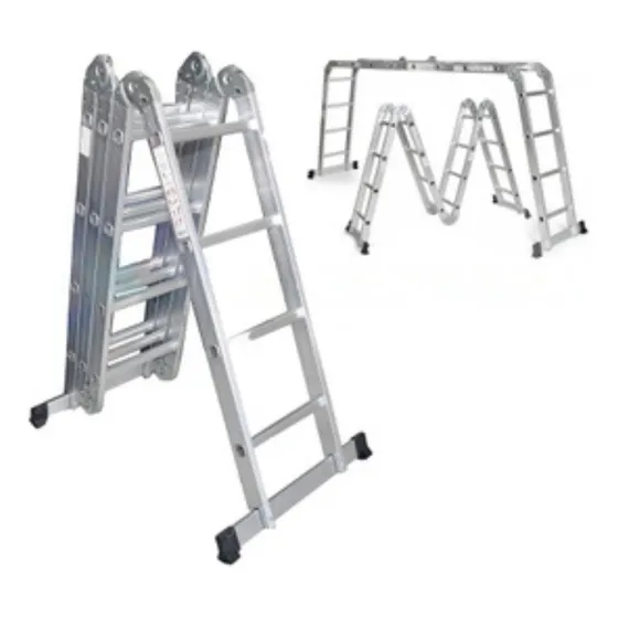 Escalera De Aluminio Obra Plegable Multifuncional 3.7 Mts