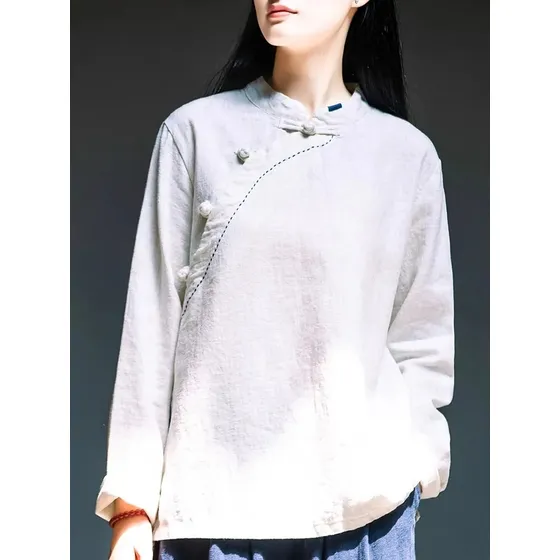Camiseta De Manga Larga Con Cuello Alto Y Algodón Para Mujer