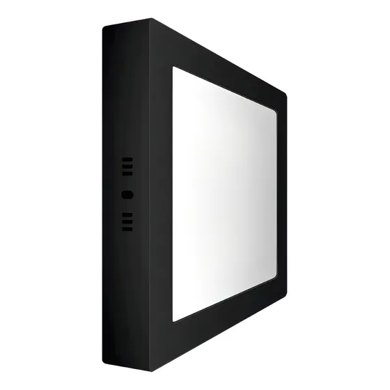 Panel Plafon Cuadrado Led 18w Negro Luz Calida Macroled