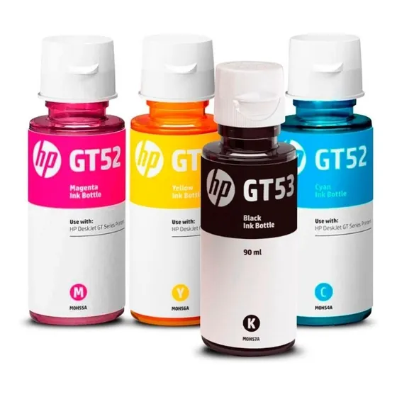 Tinta Hp Original Kit X4 | Gt53 Negro 90 ml + GT52 Colores 70ml C/U