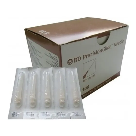 Aguja HiPodérmica 30gx1/2 (0.3mmx13mm) Bd C/100pzas