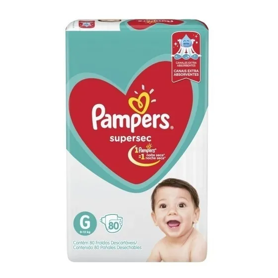 Pañales Pampers Supersec sin género GPañales Pampers Supersec sin género G en pack de 80 x 80 unidades