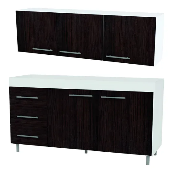 Orlandi Eco bajo mesada y alacena 160 abedul color wengue con blanco