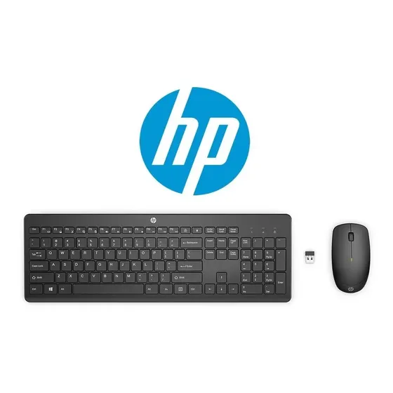 Combo Teclado e Mouse HP 230, sem Fio Wireless USB, Ergonômico, Silencioso, Layout BR Layout ABNT2, Preto (18H24AA#AC4)