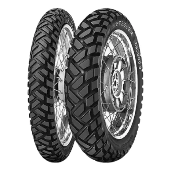 Par Pneu Moto 90/90-21 + 120/80-18 Enduro 3 Sahara Metzeler