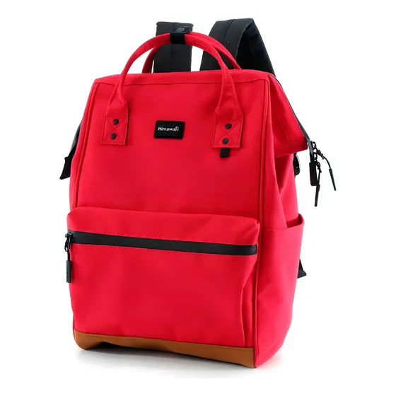 Mochila Unisex Escolar De Viaje Con Puerto Usb H124-1 - Rojo Diseño De La Tela Lisa