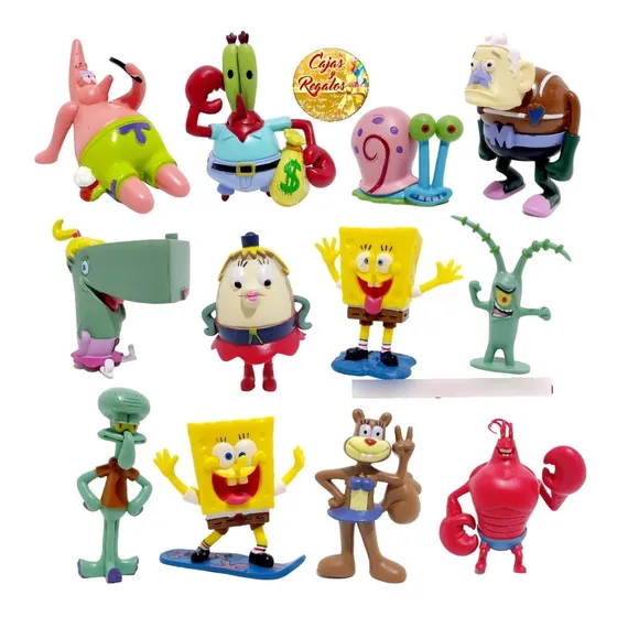 Bob Esponja Coleccion De 12 Personajes Figuras Juguetes