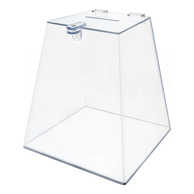 Urna Pirâmide Acrílico 20 Cm Transparente Sorteio Papel Moed
