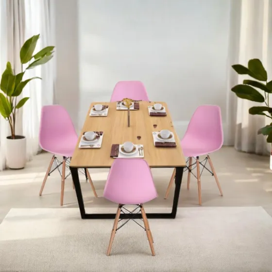 Kit 4 Cadeiras Eames E Mesa Industrial Wood Eiffel Resiste