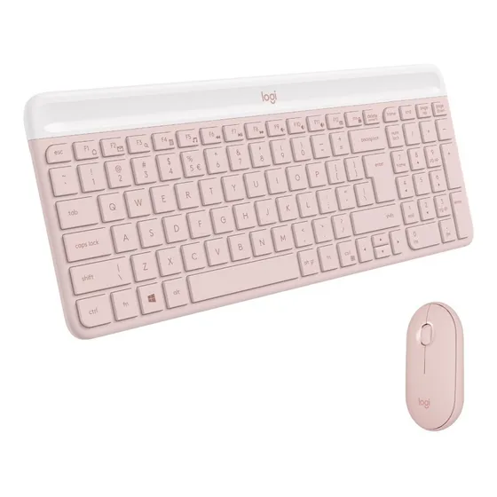 Combo Teclado e Mouse sem fio Logitech MK470 Rosa