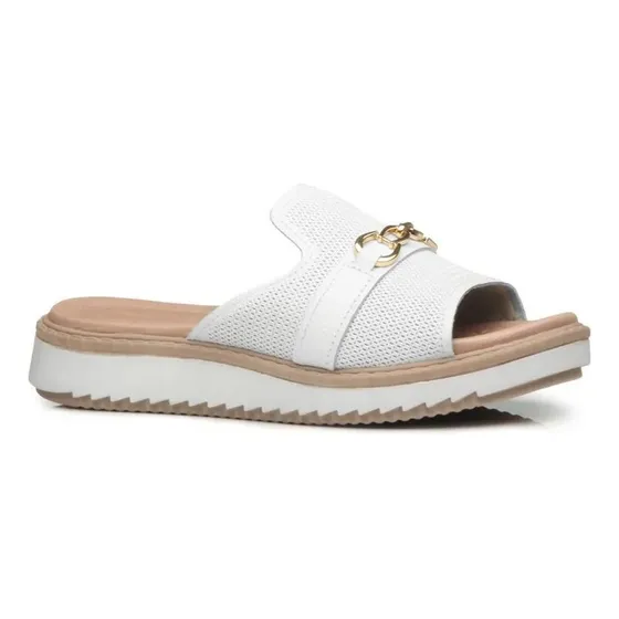 Chinelo Feminino Pegada 233663 Flatform Couro Branco