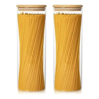 Conjunto 2 Potes De Vidro Hermético C/ Tampa De Bambo 2000ml Conjunto 2 Potes De Vidro Hermético C/ Tampa De Bambo 2000ml