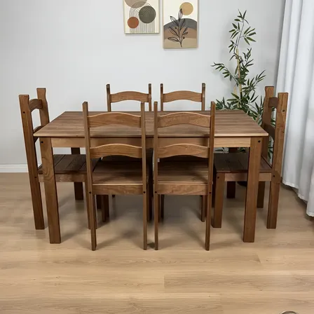 Mesa de Jantar Com Cadeiras Em Madeira Rustica
