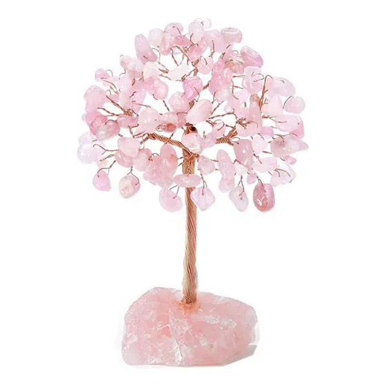 Árbol De Cristal De Cuarzo Rosa, Cristal Artificial Y Piedra