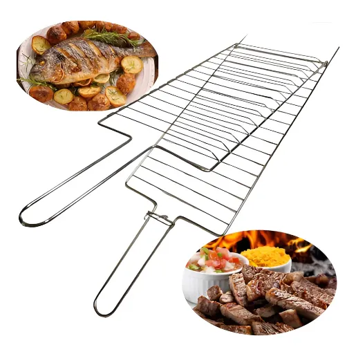 Grelha Dupla Churrasco 70 X 26,5cm Frango Peixes Carnes