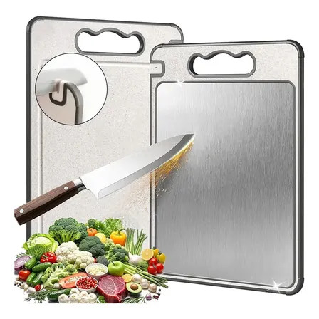 Tabua De Corte Saudável Pp Aço Inox Para Cortar Dupla Face Dupla Face Prateado