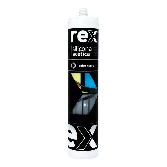 Silicona Acética Negro Baño Cocina Cartucho 300 Ml Rex 30363