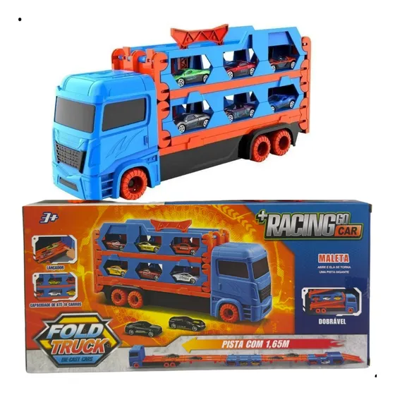 Caminhão Cegonha Maleta P/ 18 Carro Hotwheels Pista Lancador