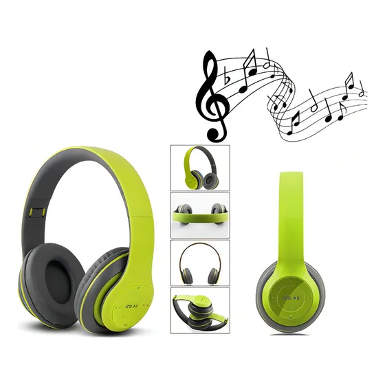 Auriculares Bluetooth ajustables para correr, entrada MP3 P2, color verde