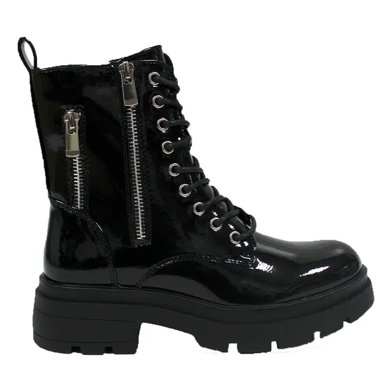 Bota De Dama Cómoda Diseño De Tres Cierres Y Cordones
