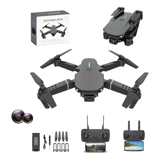 Dron Fpv Con Cámara 4k Wifi Profesional +2batería Recargable Color Negro