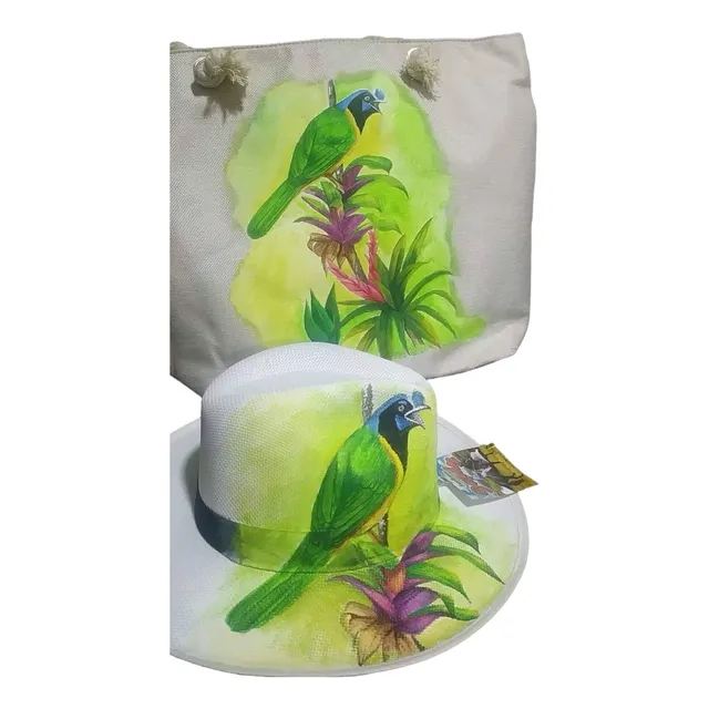 Sombrero Y Bolso Pintados A Mano