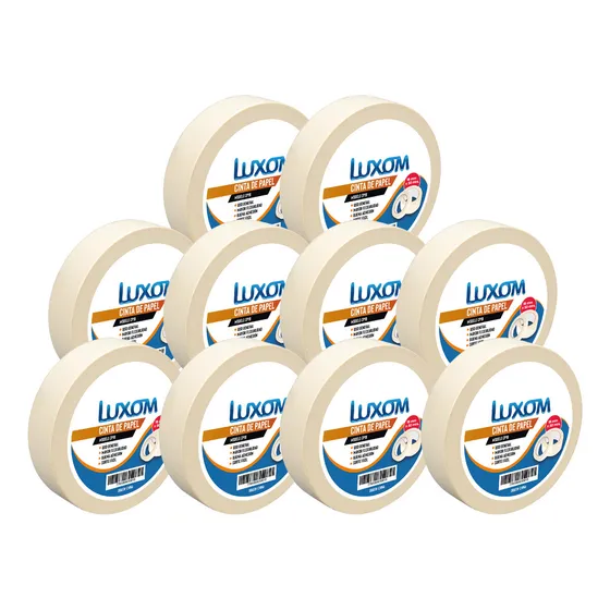 Pack X 10uni Cinta De Papel 24mm X 50mts Luxom Color Blanco Lisa