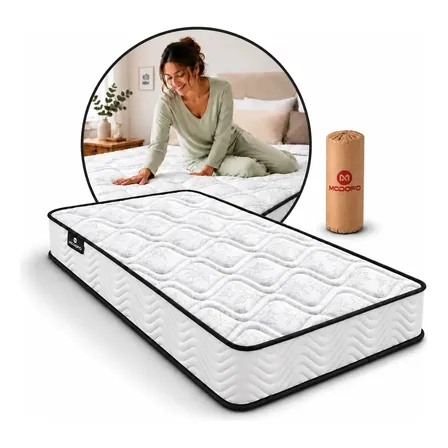 Colchão Solteiro Ortopédico MODOFO 19cm com Molas Ensacadas Individualmente, Pillow Top, 7 Camadas, Conforto Premium, Antiácaro e Embalado a Vácuo