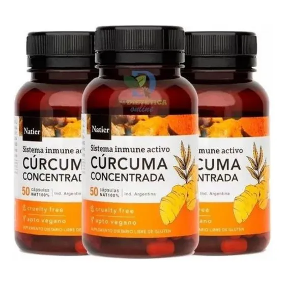 Suplemento En Cápsula Natier Curcuma Concentrada 50caps Pack X3
