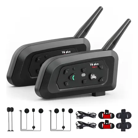 Intercomunicador Capacete V6 Plus Par 25h Bateria 1500m Bluetooth Moto Comunicador Sem Fi…