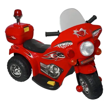 Mini Moto Elétrica Infantil Triciclo Criança Bateria Recarregável 6v Importway Bw002 Polícia Bivolt Cor Vermelho