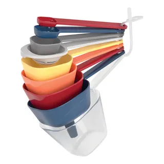 Kit Jogo Medidor Cozinha Colher Chá Café Sopa Funil 9 Pç Cor Multicolor