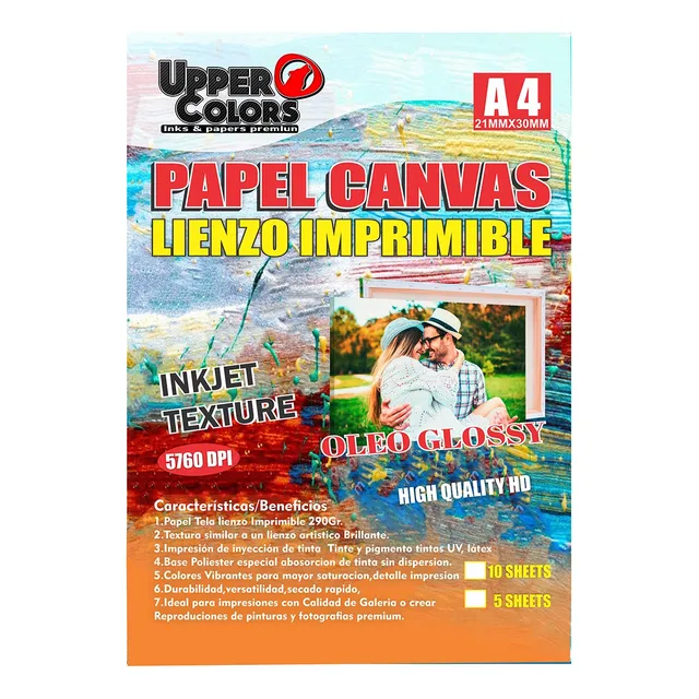 Papel Canvas Lienzo Imprimible Inkjet 21x30cm X 5 Hojas