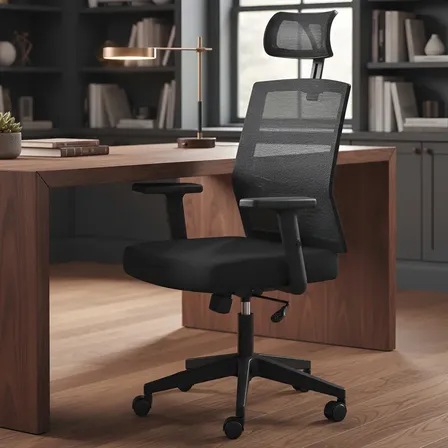 Cadeira De Escritório Presidente Ergonômica Preta Mesh Cor Preto Material Do Estofamento Malha