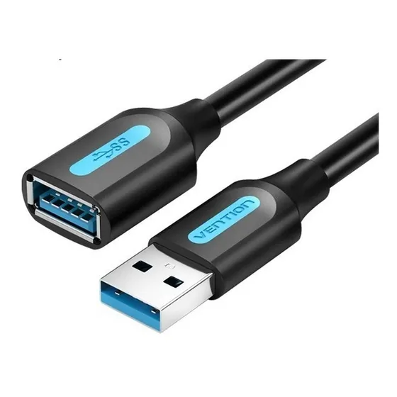 Cabo Extensor Vention Usb 3.0 5gbps 3 Metros Preto Premium 