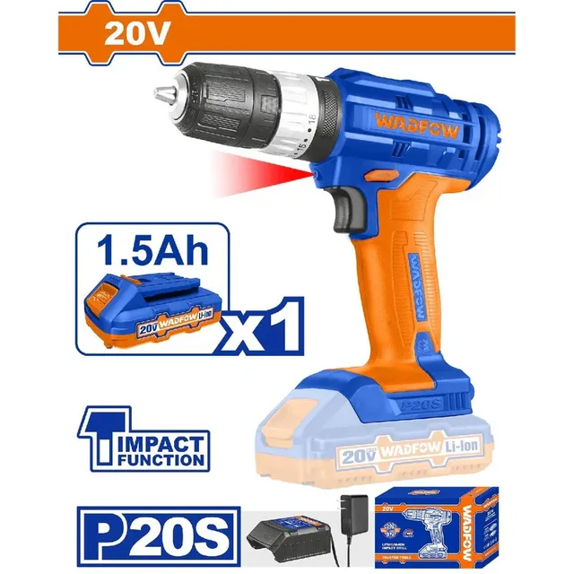 Taladro Drill Inalámbrico Impacto 20v. 1500rpm. Con Batería