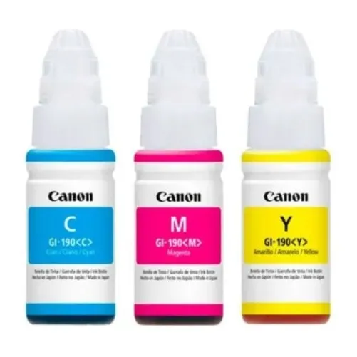 Kit de 3 recambios de tinta para tinta Canon Gi190 G1100 G2100 G3100 G4100 Colors