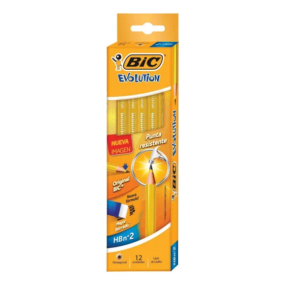 Lapiz De Grafito Bic Evolution Hb2 Amarillo Resina C/12