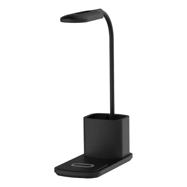Velador Led Soul De Mesa Tactil Carga Inalámbrica Celular Estructura Negro Pantalla Negro