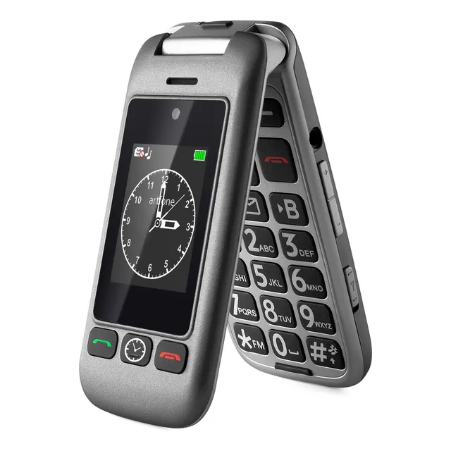 Teléfono Para Ancianos Flip 4g De Doble Pantalla, Teclado Grande, Volumen Alto, Sos, Cámara, Gris
