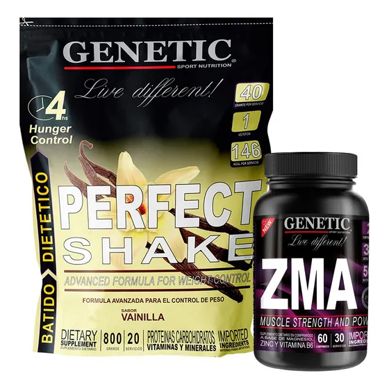 Zma Zinc Magnesio Eleva Testo + Batido Perfect Shake Genetic