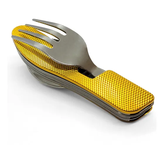Set Cubiertos Plegable Camping Oficina 4 Piezas
