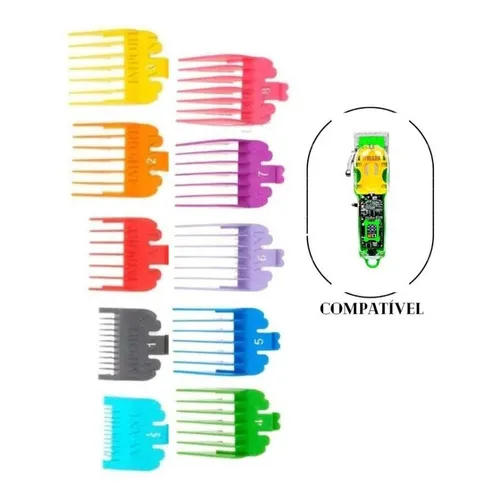 Kit Com 10 Pentes Para Máquina De Cortar Cabelo Do N°1 Ao 8